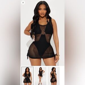 NWOT Black Mesh Sleeveless Swim Cover Up